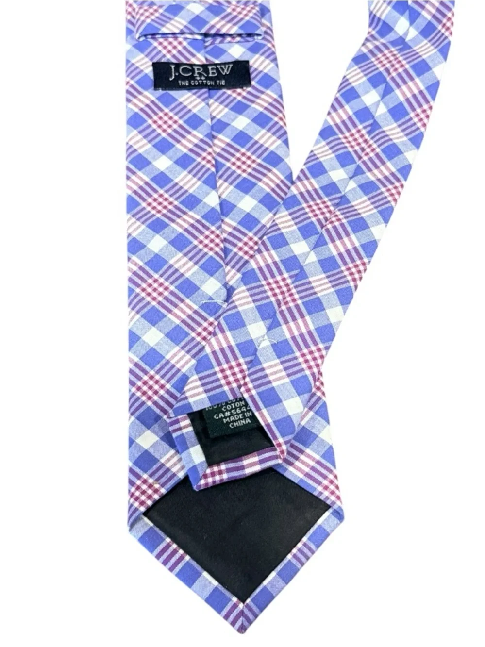Blue Plaid Necktie Red Check Cotton Slim Tie Men J.Crew